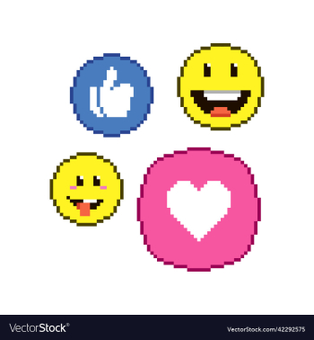 round social media icons of like emoticons heart