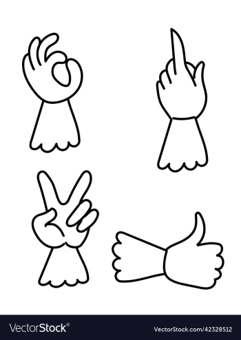 set of simple linear drawings of gesturing hands