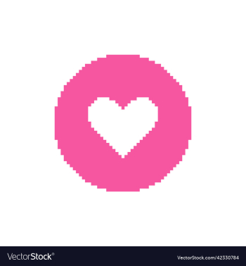 round icon of pink with white heart inside