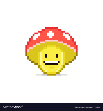 cartoon red hat smiling mushroom character