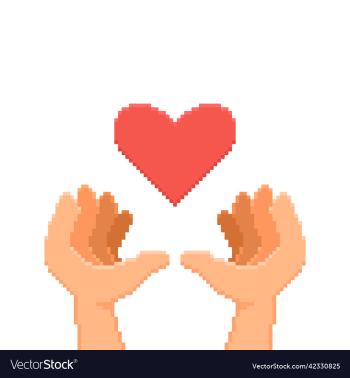 two cartoon hands holds love heart