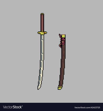 fully edited pixel art colored katana sword weapon