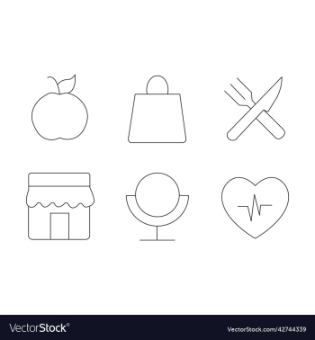 love shopping bag restaurant symbol set