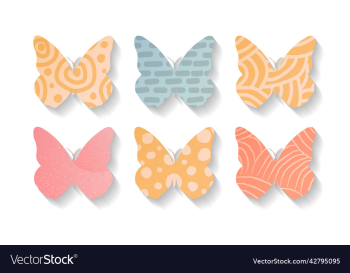 a set of abstract multicolored butterflies