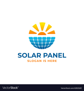 circle solar panel with sun logo design