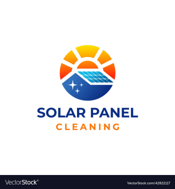 circle sun and house with solar panel logo