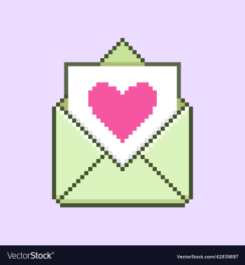 open paper envelope with a blue heart
