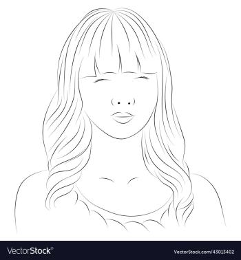 hand drawn pretty girl hairstyle isolated