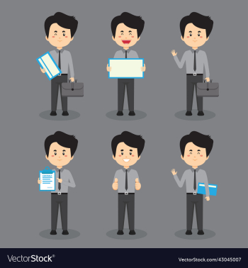 businessman with various poses expressions