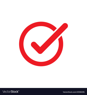 red check mark icon or logo