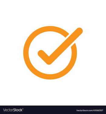 orange check mark icon or logo