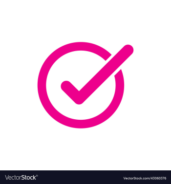 pink check mark icon or logo