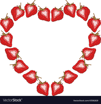 strawberry heart-shaped frame with an outline
