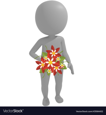 3d man with flowers