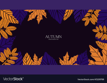 frame from autumn leaves on dark background