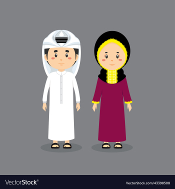couple character qatar wearing traditional dress