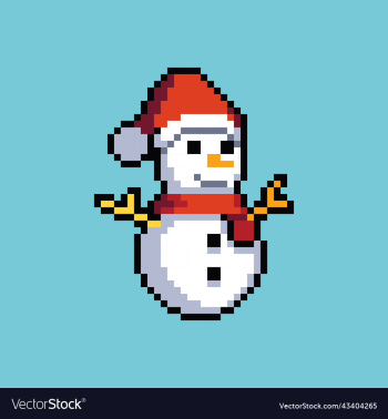 pixel art snowman cartoon for game