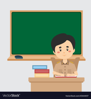 teacher sitting classroom with chalkboard