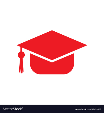 red graduation hat solid icon