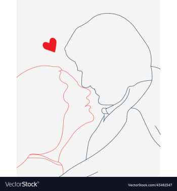 heart shaped romantic mode line art with couple