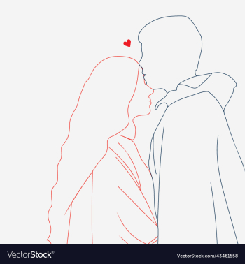 heart shaped romantic mode line art with couple
