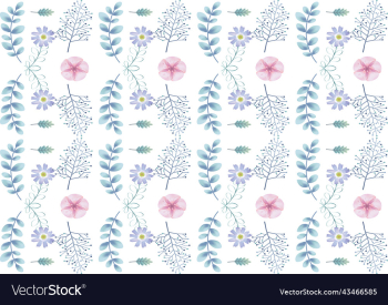 blue and pink flowers and leaves pattern
