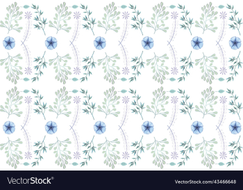 blue green and purple flowers and leaves pattern