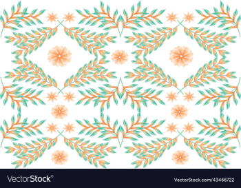 orange and green branches and flowers pattern