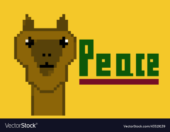 alpaca with the word peace - pixel art