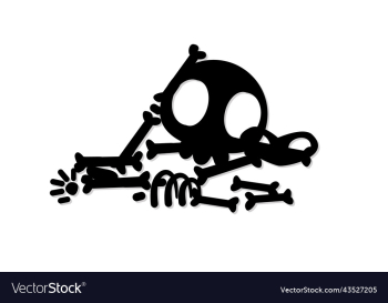 scary skull with bones halloween element