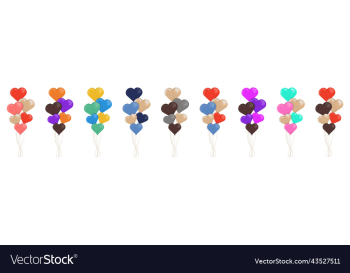 set of colorful heart shaped balloons