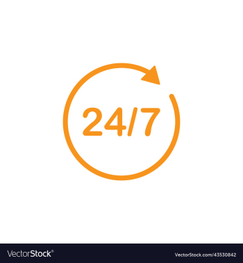 orange 24 hours service line icon