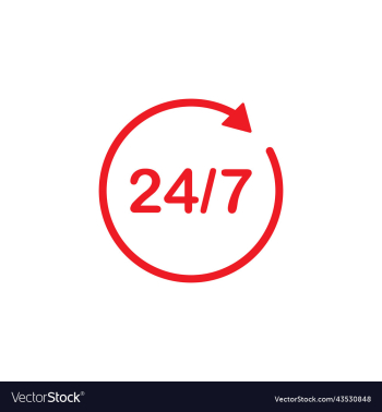 red 24 hours service line icon