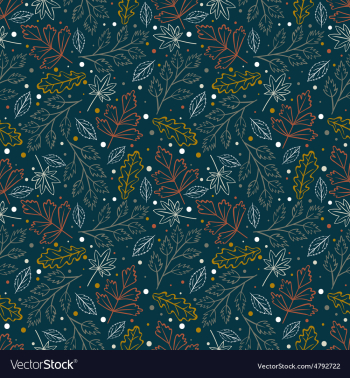 Seamless hand drawn leaves pattern vector image