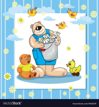 Baby card with teddy bear and duck vector image
