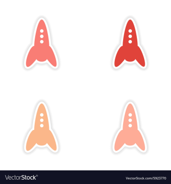 Assembly realistic sticker design on paper rockets vector image