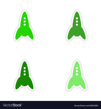 Assembly realistic sticker design on paper rockets vector image