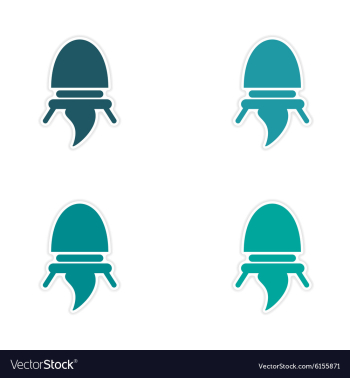 Assembly realistic sticker design on paper rocket vector image