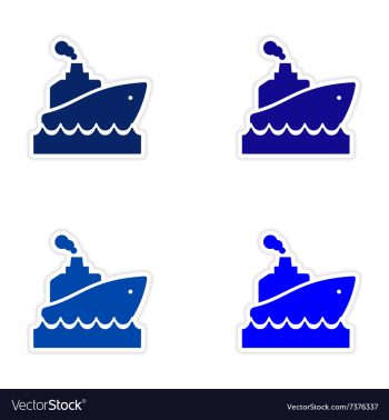 Assembly realistic sticker design on paper ship vector image