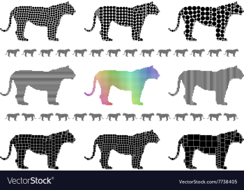 Tiger silhouette mosaic set vector image