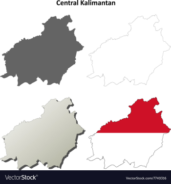 Central Kalimantan blank outline map set vector image