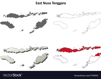 East Nusa Tenggara outline map set vector image