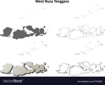 West Nusa Tenggara outline map set vector image