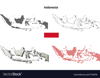 Indonesia outline map set vector image