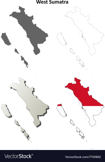 West Sumatra blank outline map set vector image