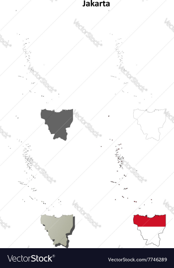 Jakarta blank outline map set vector image