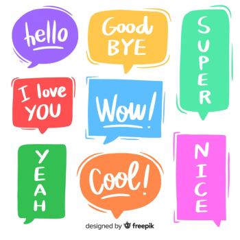 Trendy speech bubble colourful set with messages Free Vector