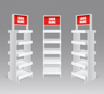 Retail trade stand realistic set Free Vector
