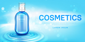 Cosmetics pump bottle, skin care Free Vector