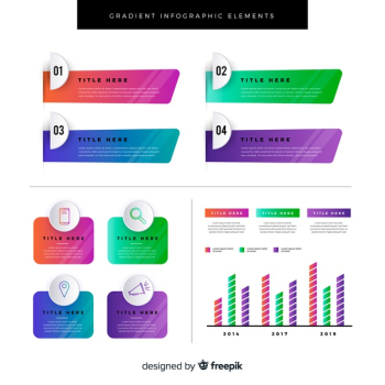 Gradient flat infographics element collection Free Vector
